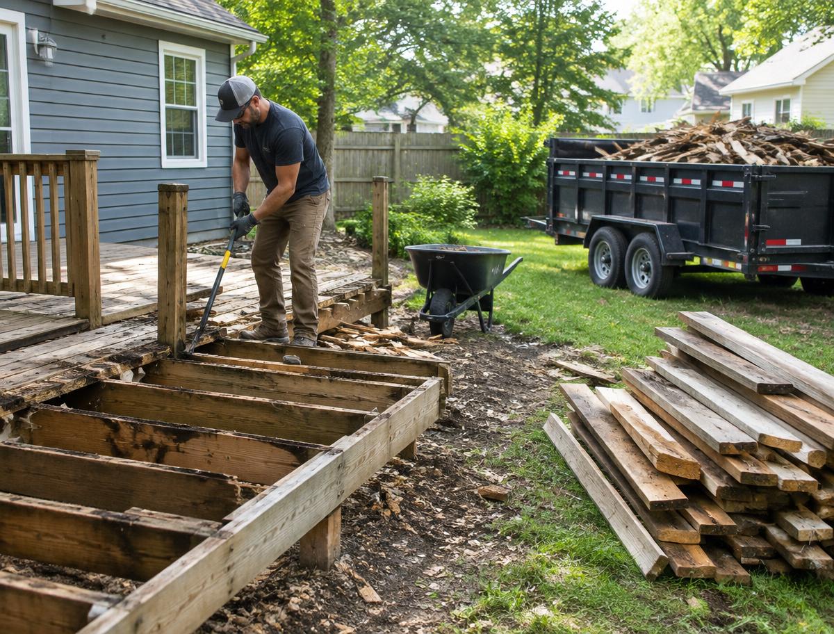 Temporary preview of a small deck removal project