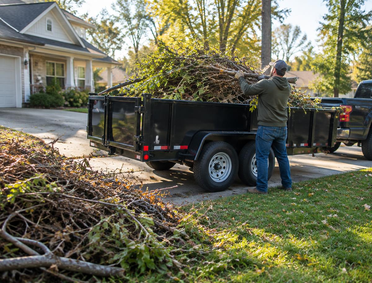 Temporary preview of brush being loaded into a trailer
